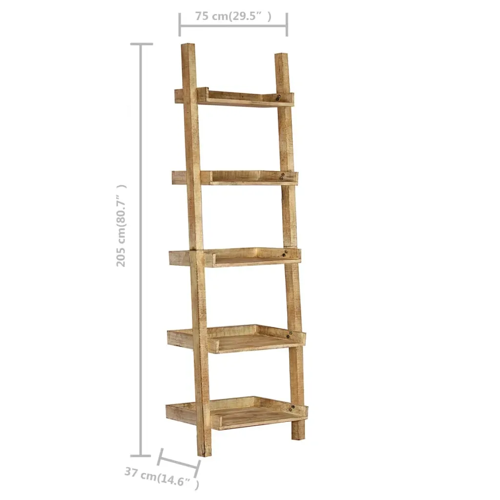 Ladder Shelf Brown 75x37x205 cm Solid Mango Wood Price