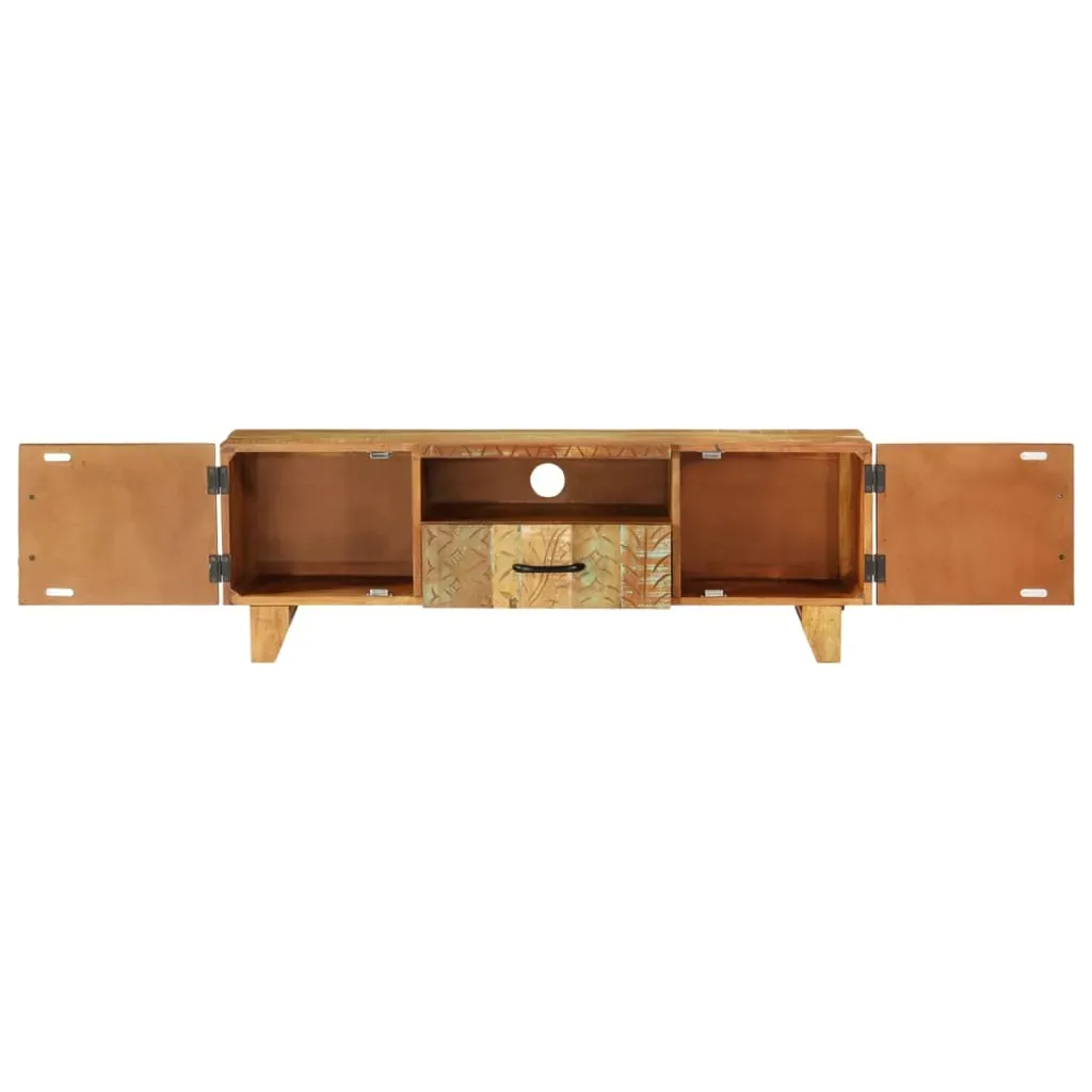 Hand Carved TV Cabinet 120x30x40 cm Solid Reclaimed Wood Price
