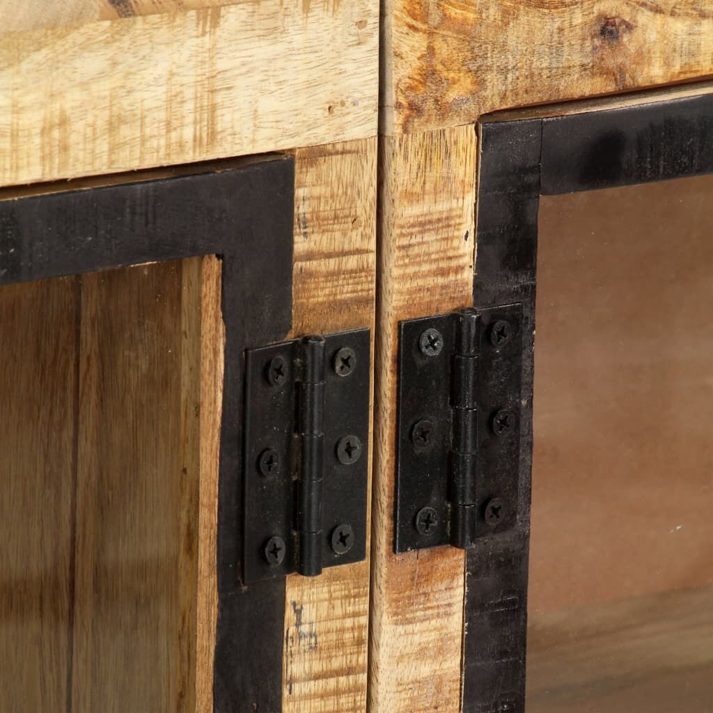 Sideboard Brown and Black 160x30x80 cm Solid Rough Mango Wood Price