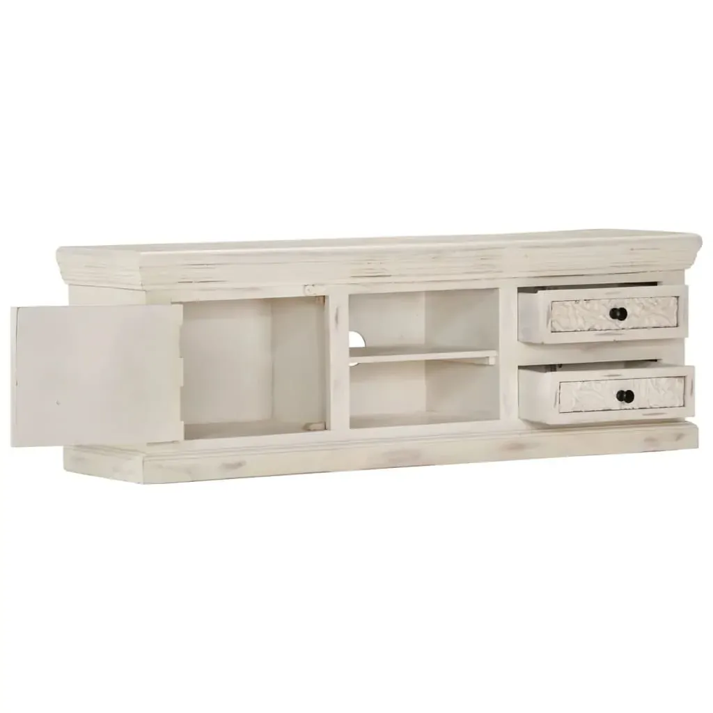 TV Cabinet White 120x30x40 cm Solid Mango Wood Price