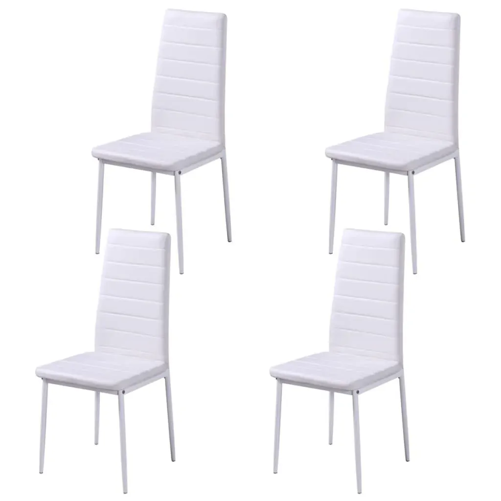 Dining Set 5 Pieces Artificial Leather Black and White Price