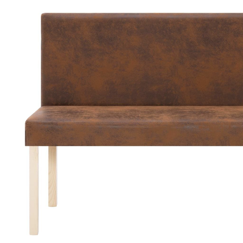 Bench 139.5 cm Brown Faux Suede Leather Price
