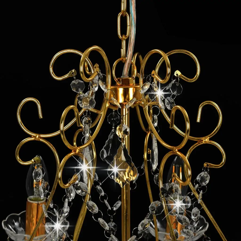 Chandelier with Crystal Beads Golden Round 6 x E14 Price