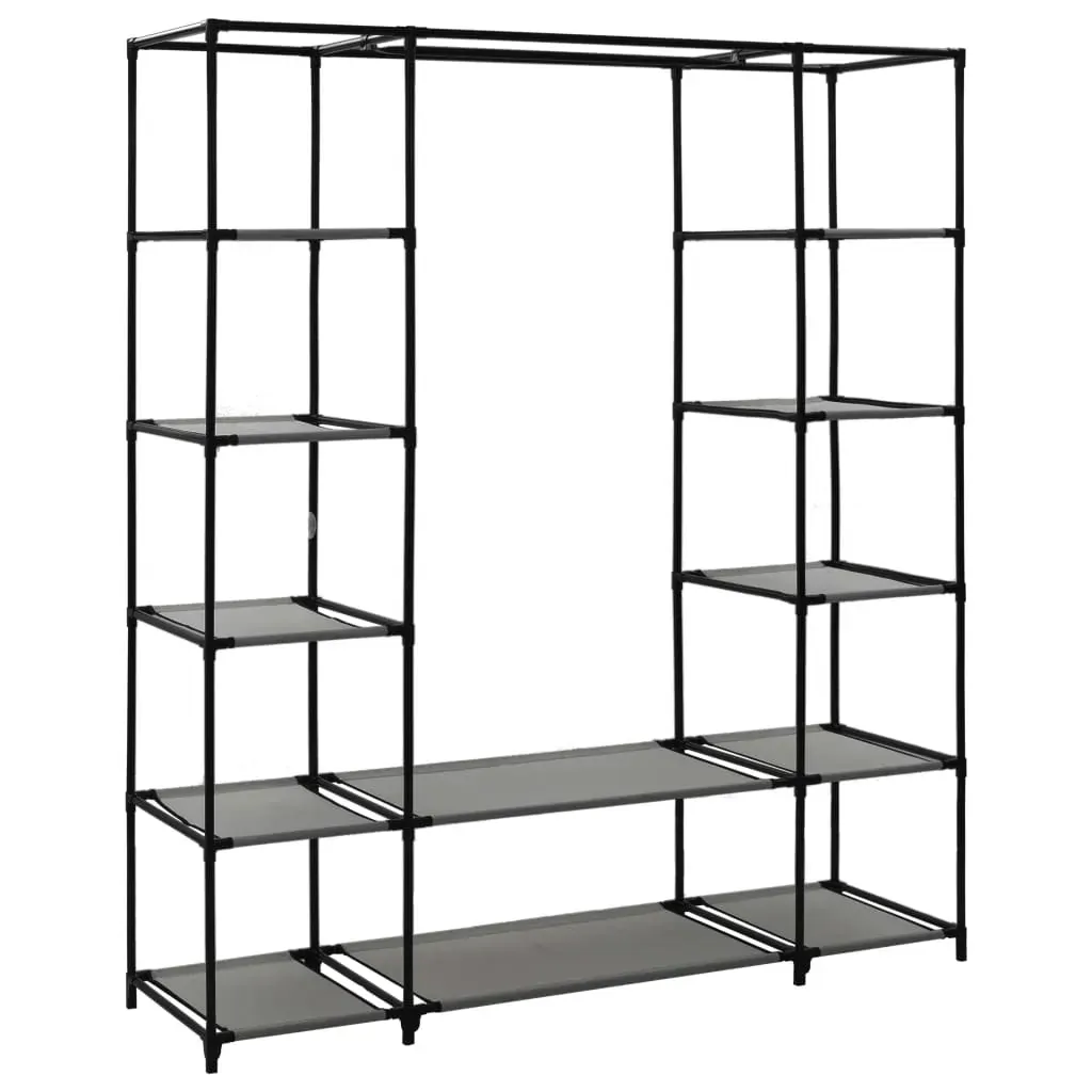 Wardrobe with Compartments and Rods Grey 150x45x176 cm Fabric Price
