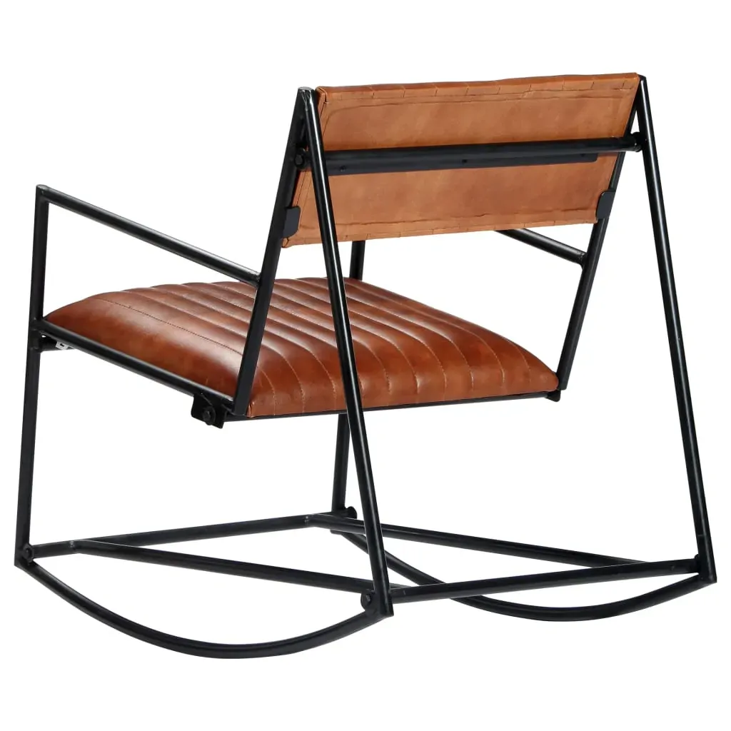 Rocking Chair Brown Real Leather Price