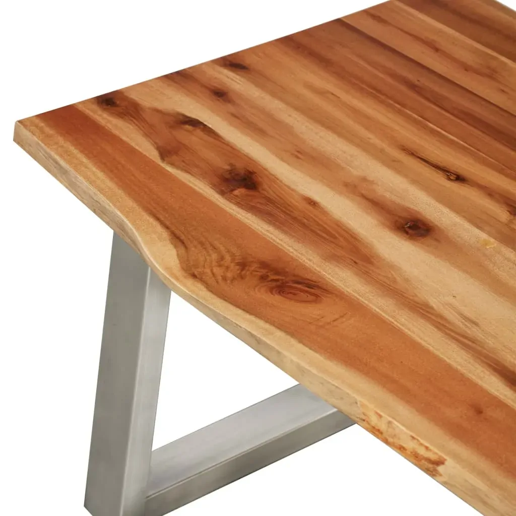 Coffee Table 100x60x40 cm Solid Acacia Wood and Stainless Steel Price