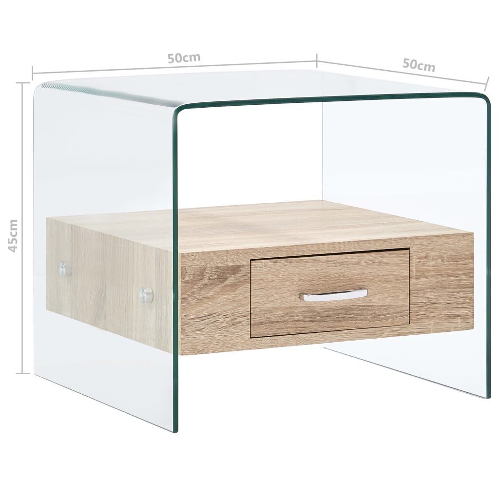 Coffee Table with Drawer 50x50x45 cm Tempered Glass Price