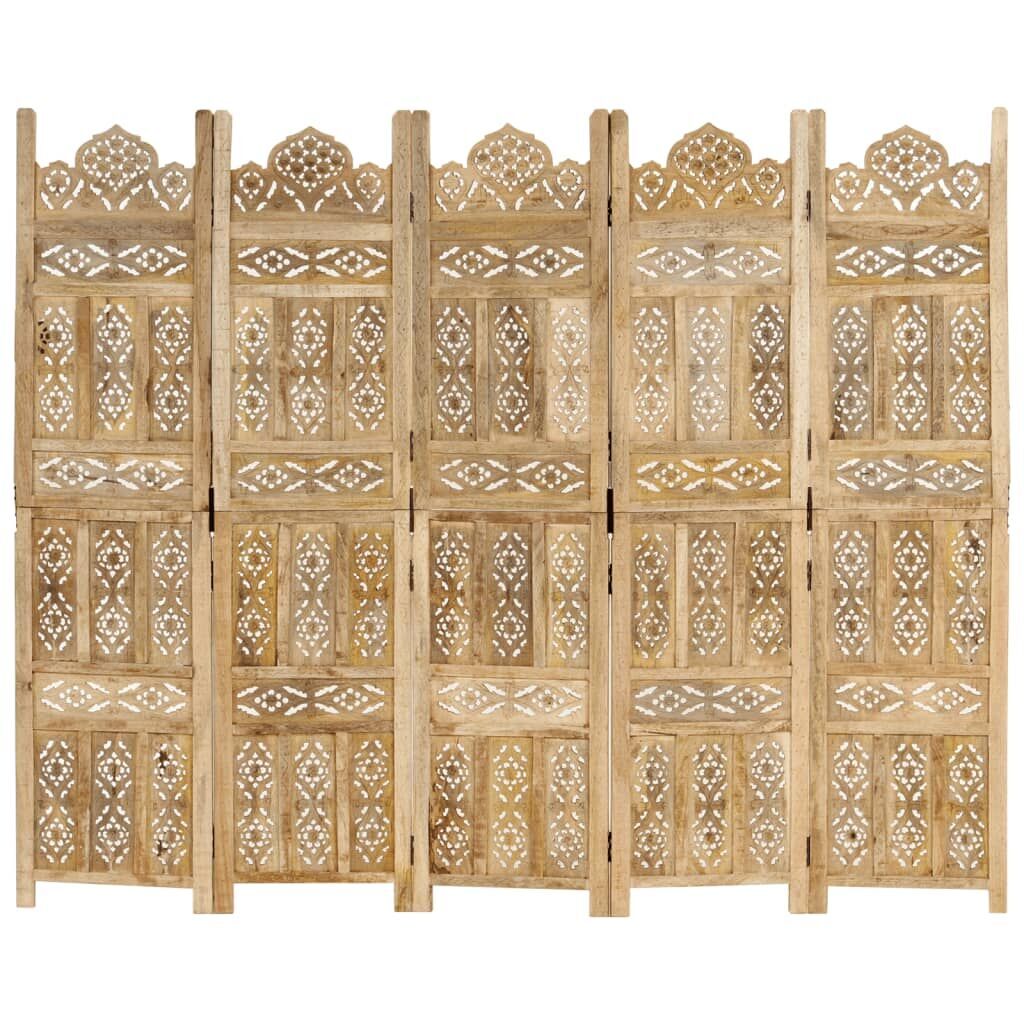 Hand Carved 5-Panel Room Divider 200x165 cm Solid Mango Wood Price