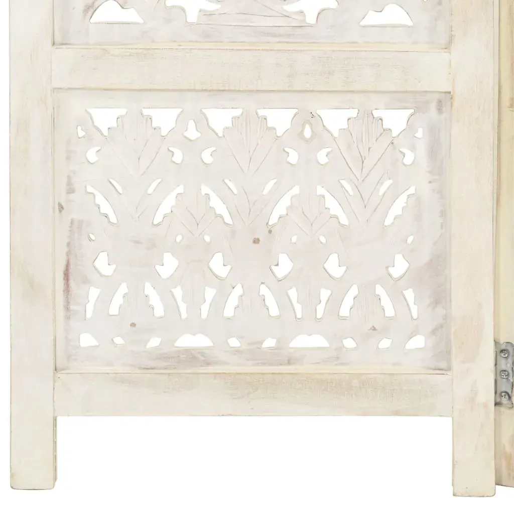 Hand Carved 3-Panel Room Divider White 120x165 cm Solid Mango Wood Price