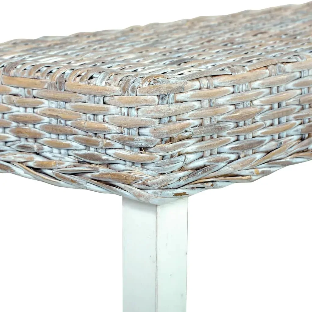 Bench 160 cm White Natural Kubu Rattan and Solid Mango Wood Price