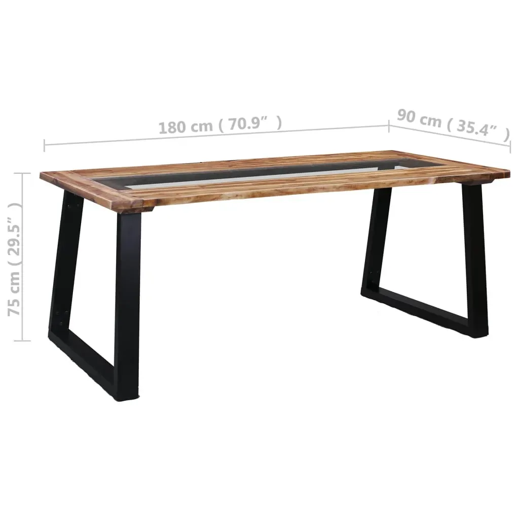 Dining Table 180x90x75 cm Solid Acacia Wood and Glass Price