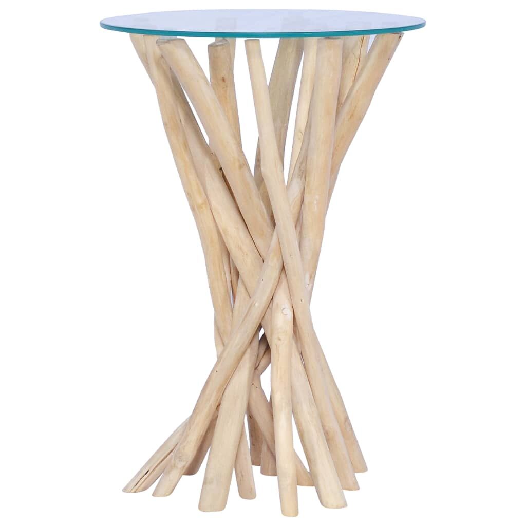 Coffee Table with Glass Top 35x35x50 cm Solid Teak Wood Price