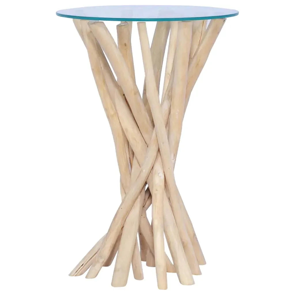 Coffee Table with Glass Top 35x35x50 cm Solid Teak Wood Price