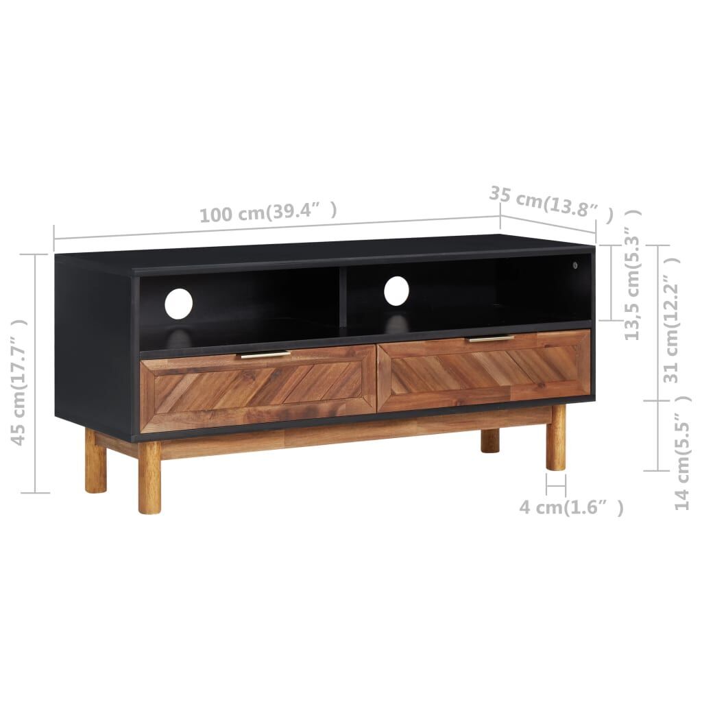 TV Cabinet 100x35x45 cm Solid Acacia Wood and MDF Price