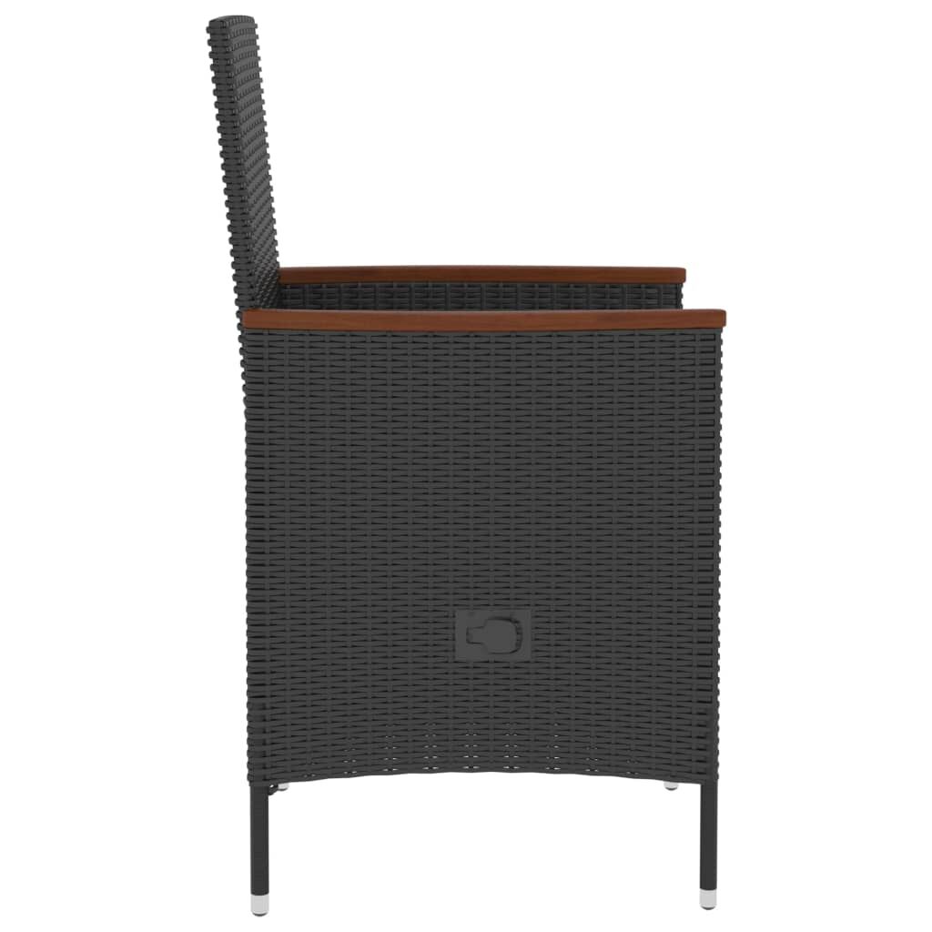 5 Piece Outdoor Dining Set with Cushions Poly Rattan Black Price
