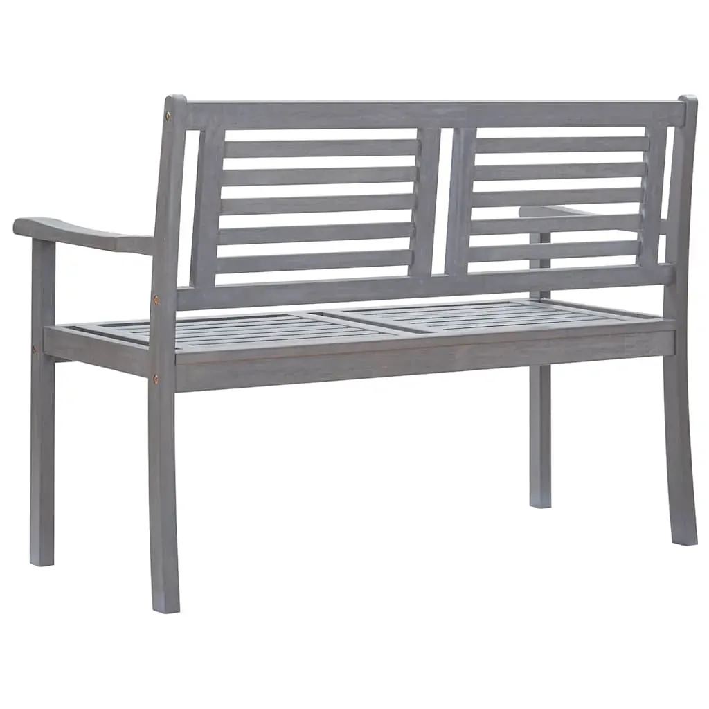 2-Seater Garden Bench with Cushion 120 cm Grey Eucalyptus Wood Price