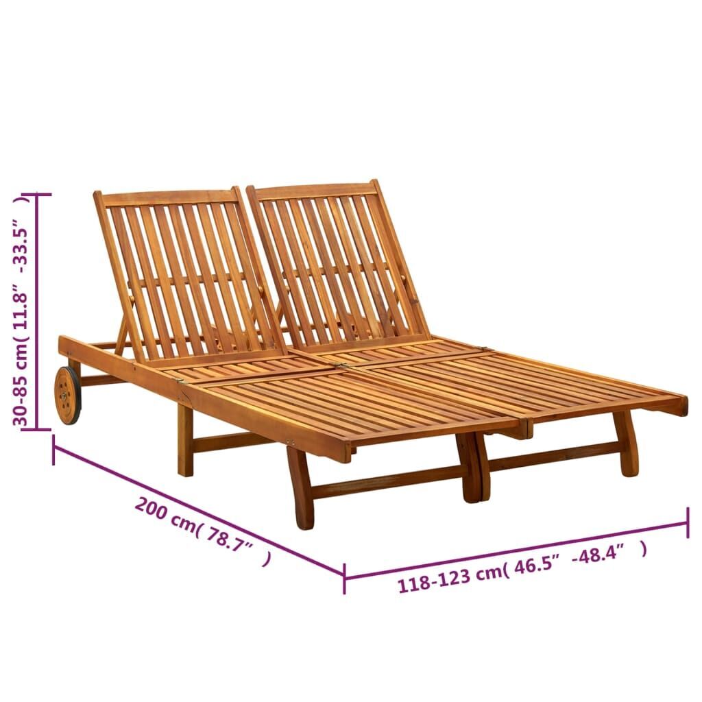 2-Person Garden Sun Lounger with Cushions Solid Acacia Wood Price