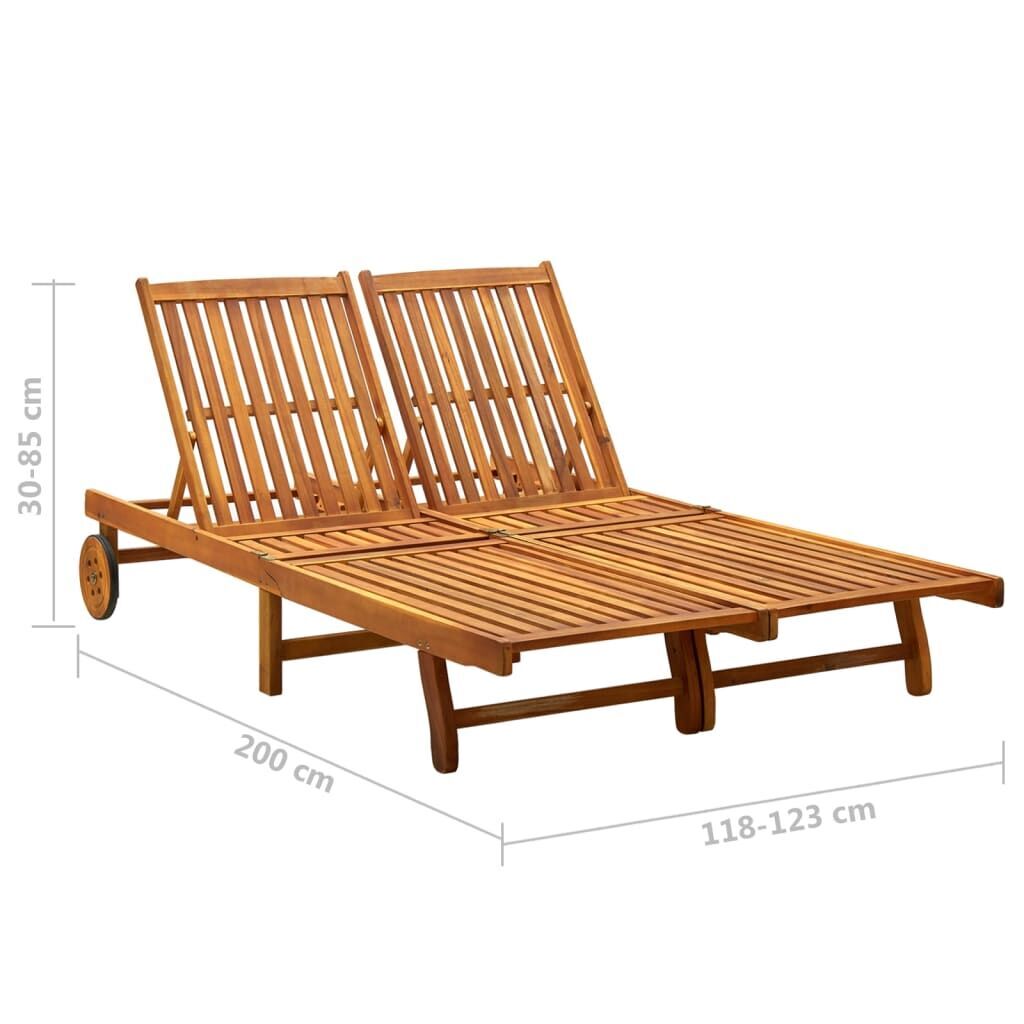 2-Person Garden Sun Lounger with Cushions Solid Acacia Wood Price