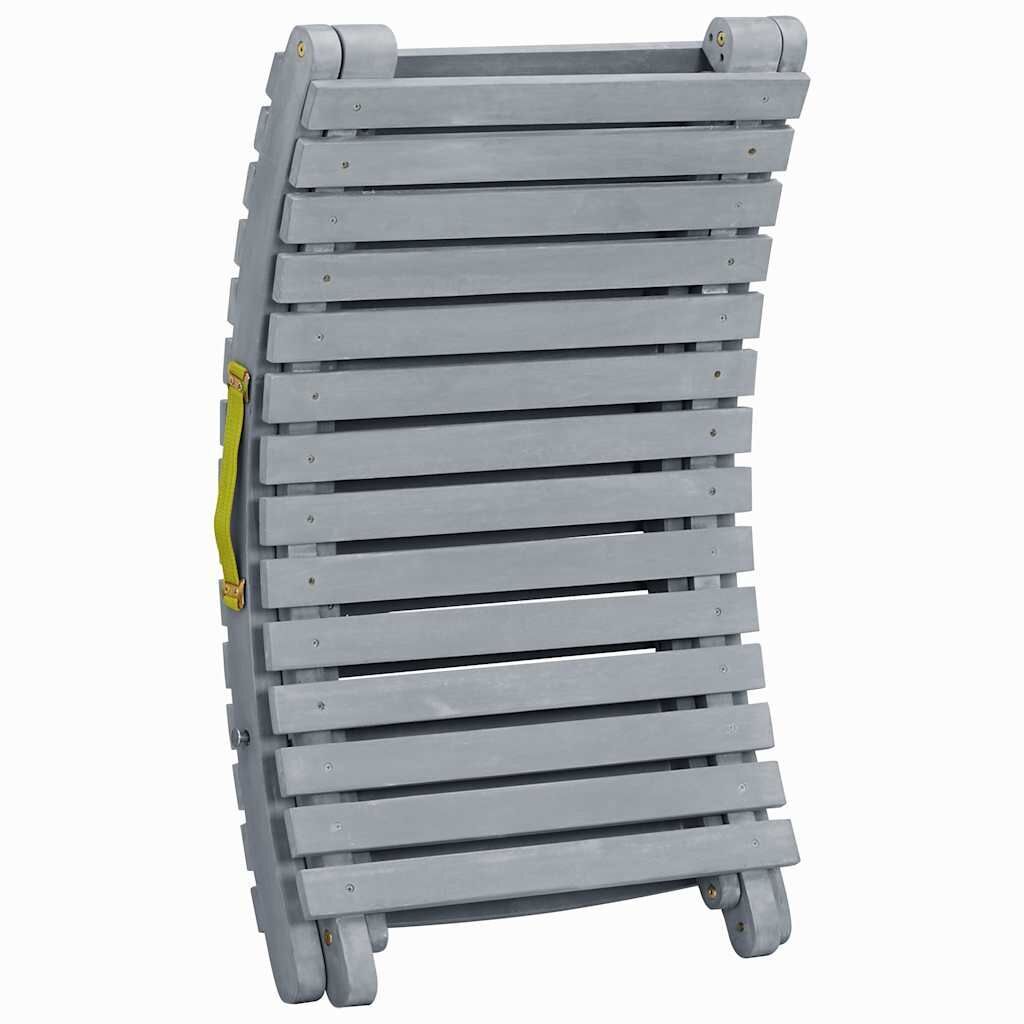 Sun Lounger with Cushion Grey Solid Acacia Wood Price