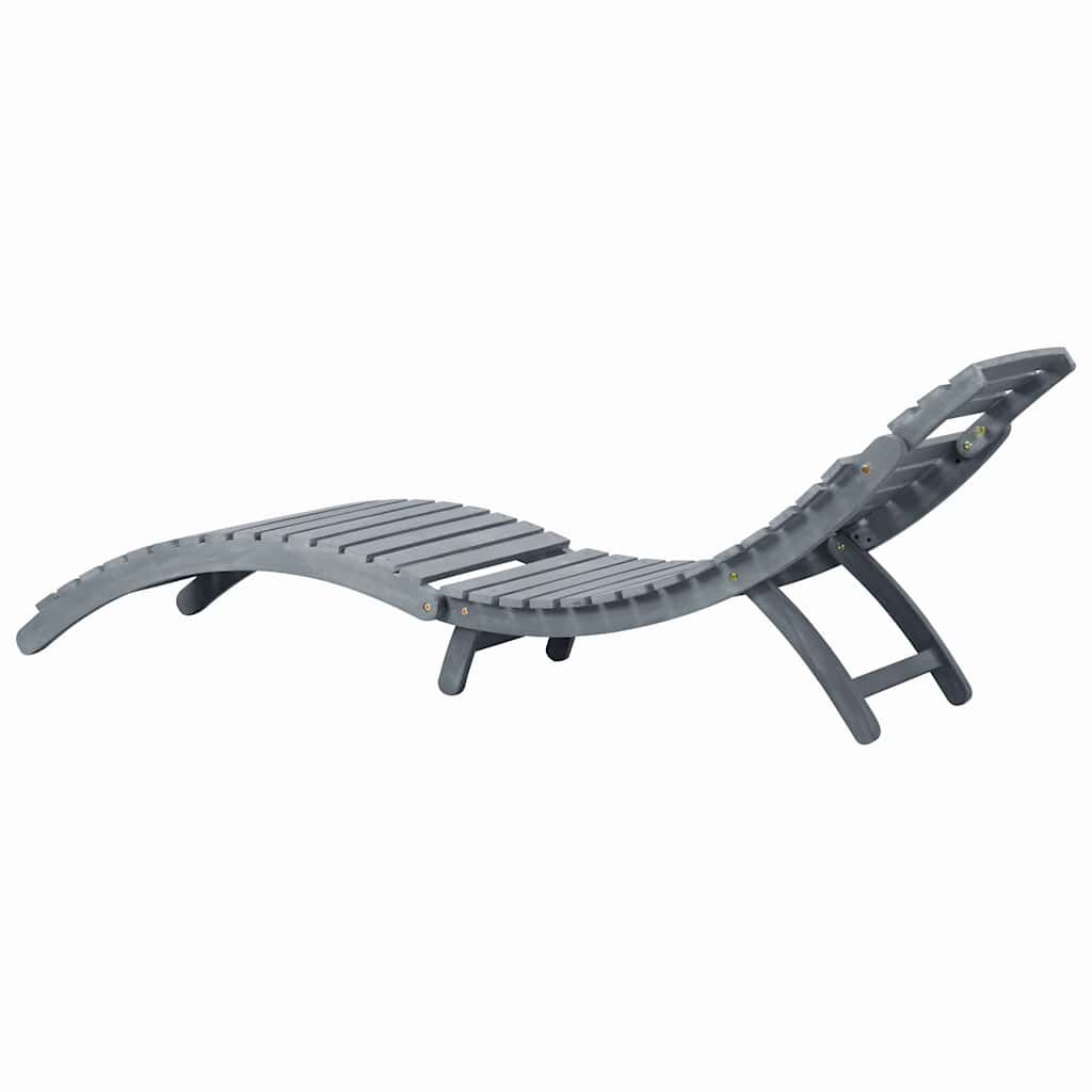 Sun Lounger with Cushion Grey Solid Acacia Wood Price