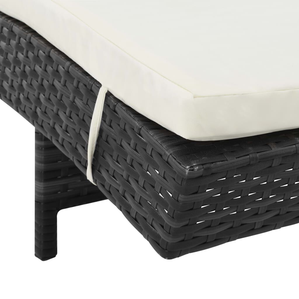 Sun Loungers 2 pcs with Wheels and Cushions Poly Rattan Black Price