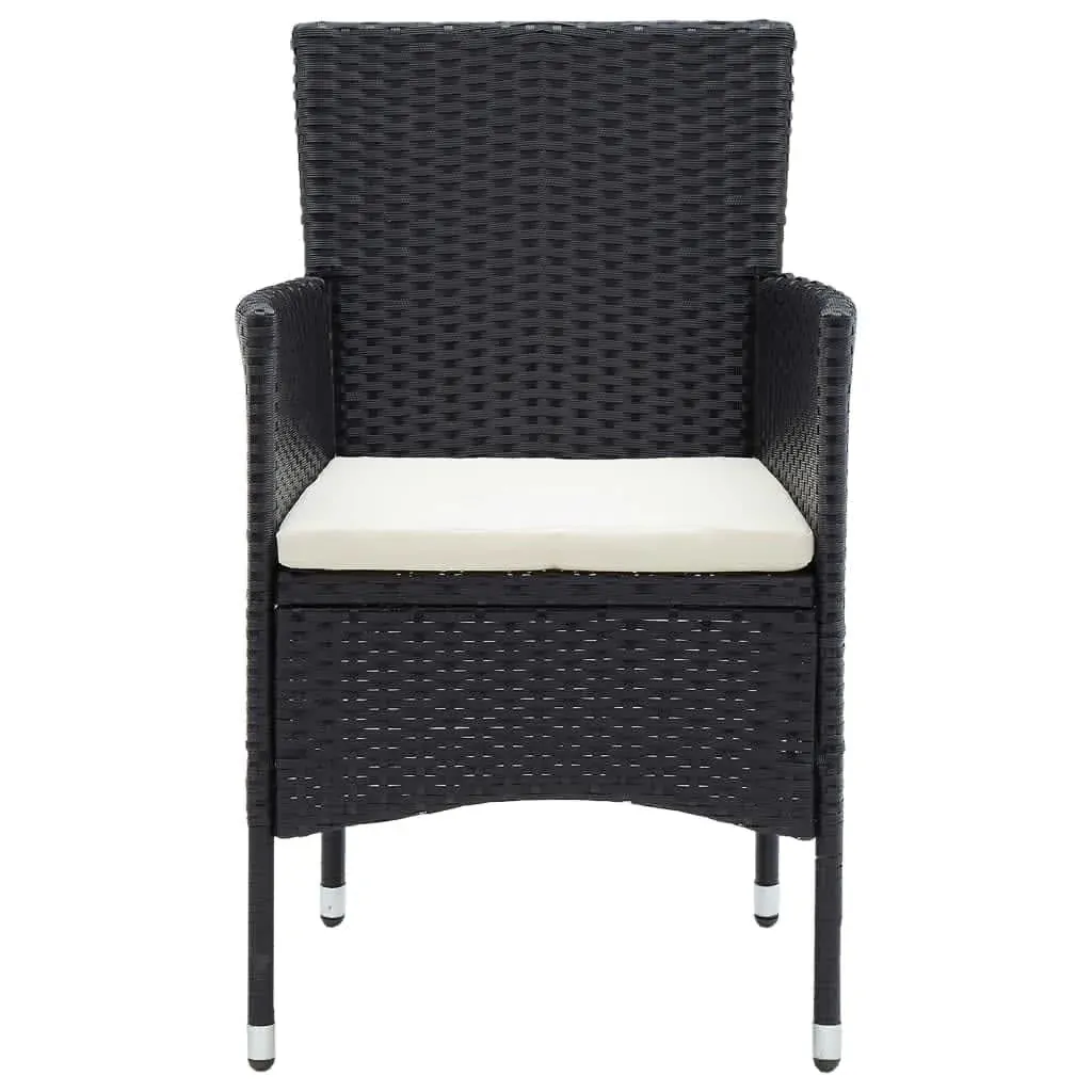 7 Piece Garden Dining Set with Cushions Poly Rattan Black Price