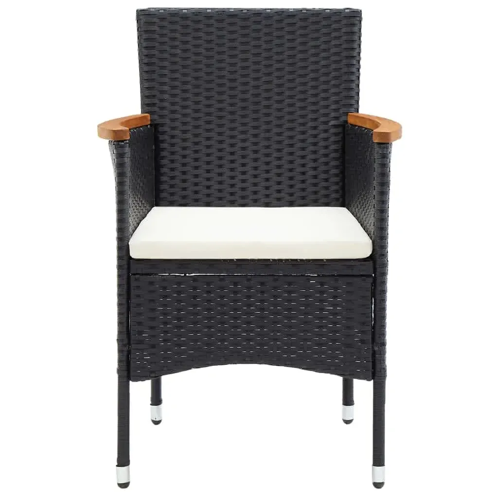 3 Piece Garden Dining Set with Cushions Poly Rattan Black Price