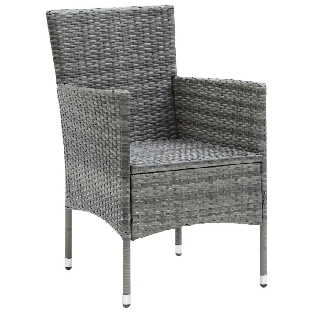 7 Piece Garden Dining Set with Cushions Poly Rattan Grey Price
