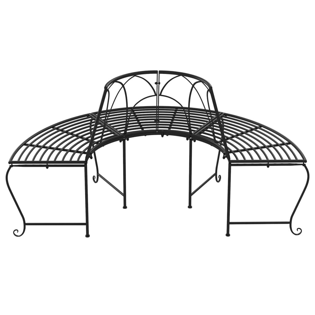 Half Round Tree Bench 2 pcs Ø159 cm Black Steel Price