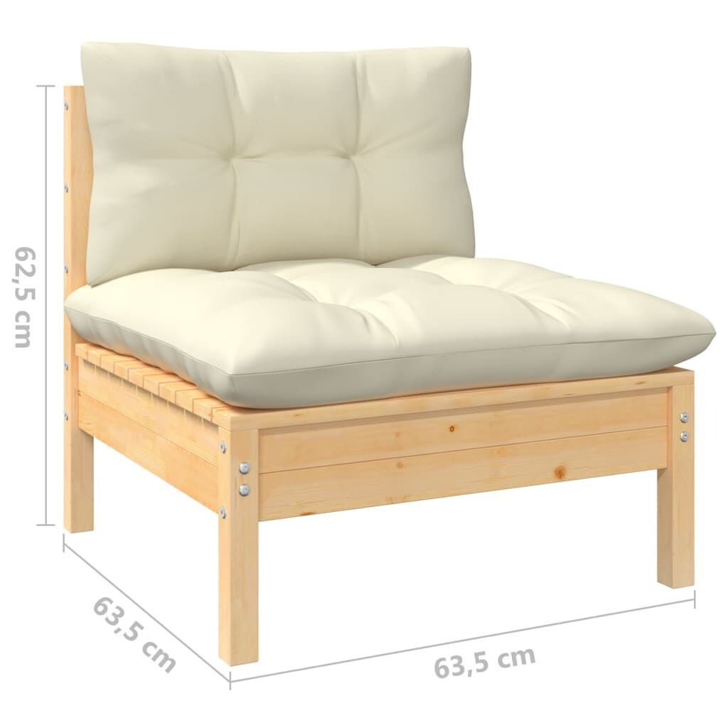 10 Piece Garden Lounge Set with Cream Cushions Solid Pinewood Price