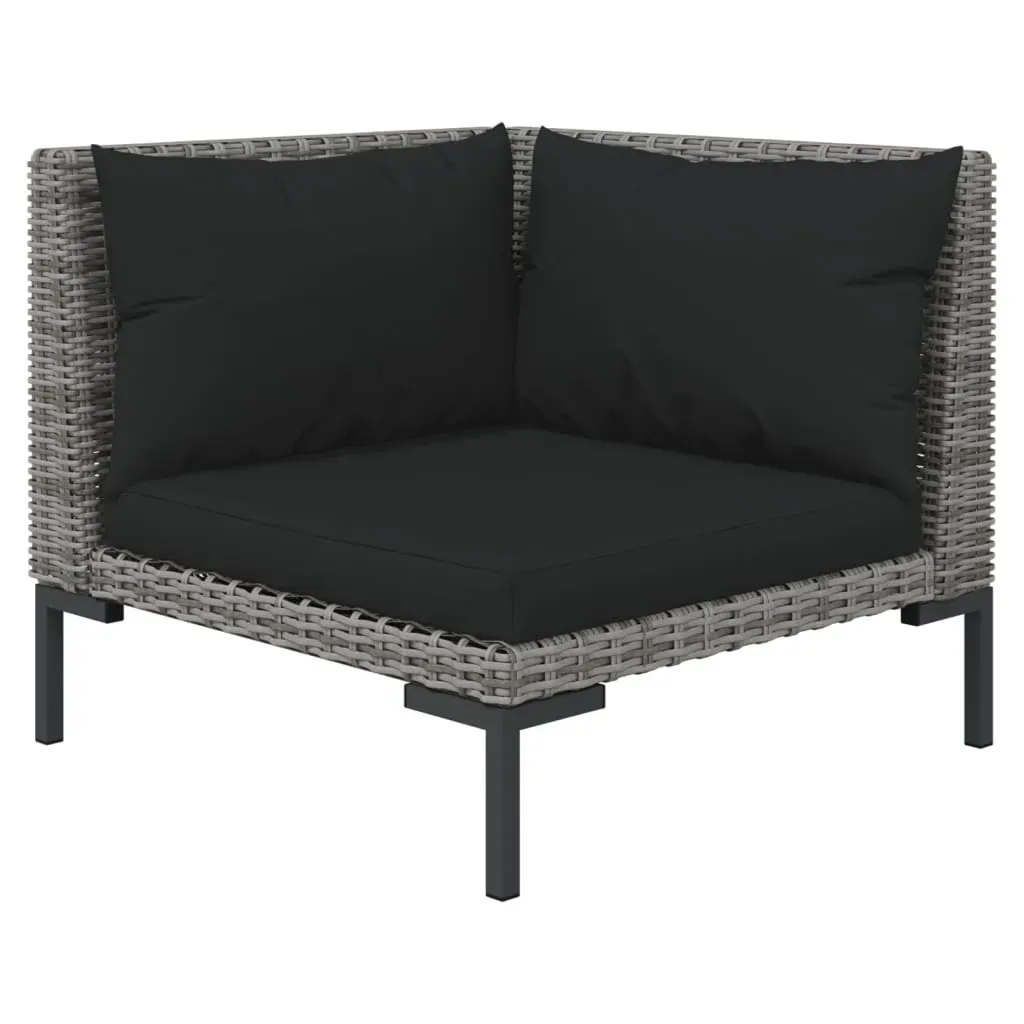 9 Piece Garden Lounge Set with Cushions Round Rattan Dark Grey Price