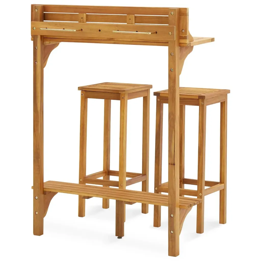 3 Piece Balcony Bar Set Solid Acacia Wood Price
