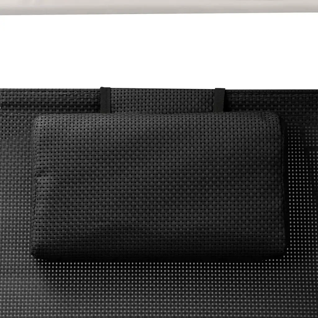 Double Sun Lounger with Canopy Textilene Black Price