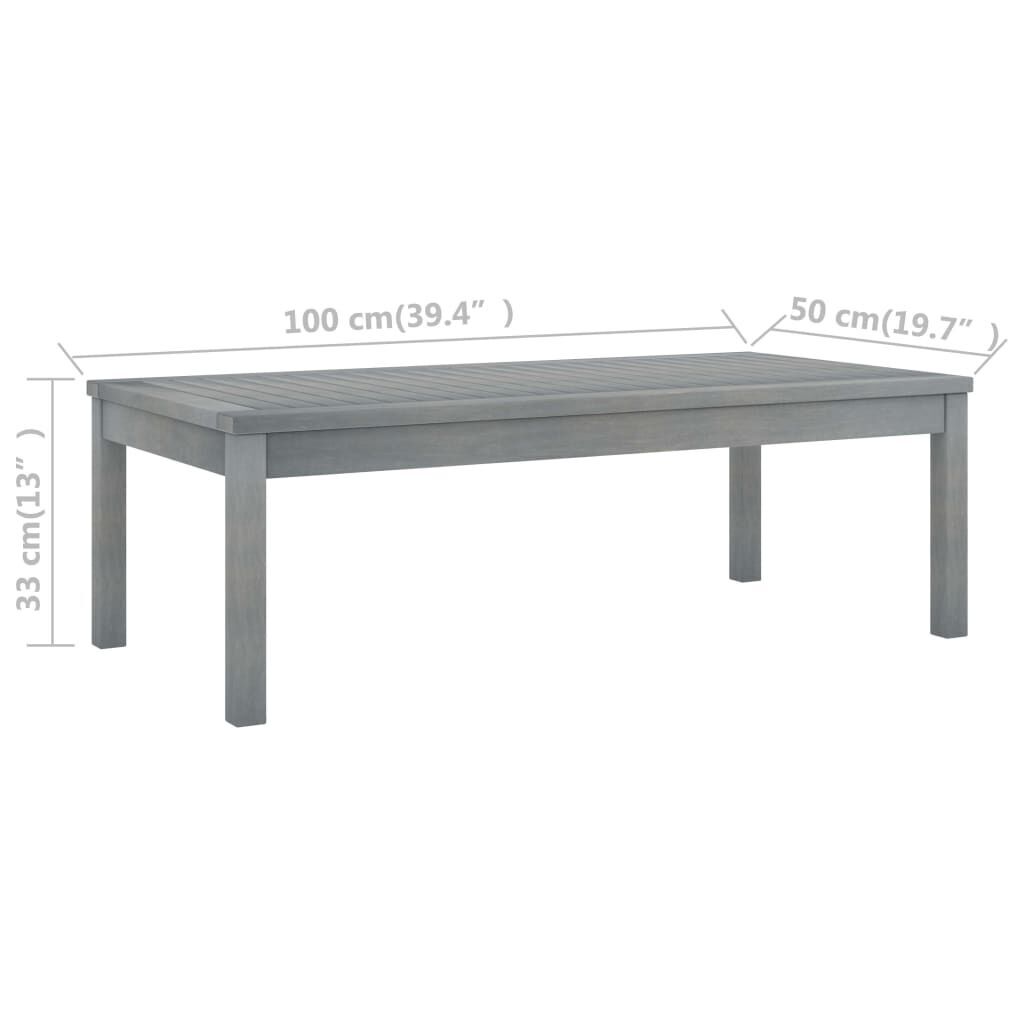 Coffee Table 100x50x33 cm Grey Solid Acacia Wood Price