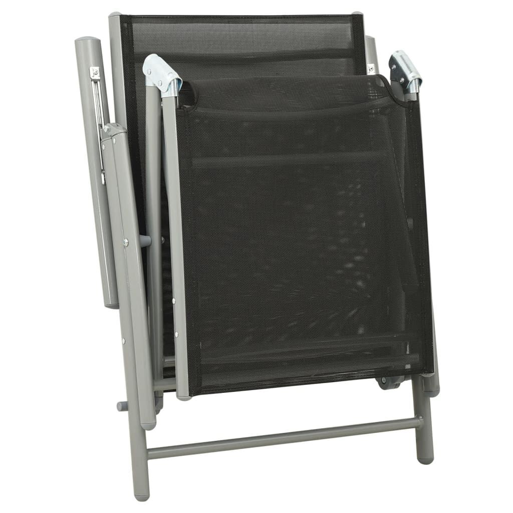 Folding Sun Lounger Textilene and Aluminium Black and Silver Price