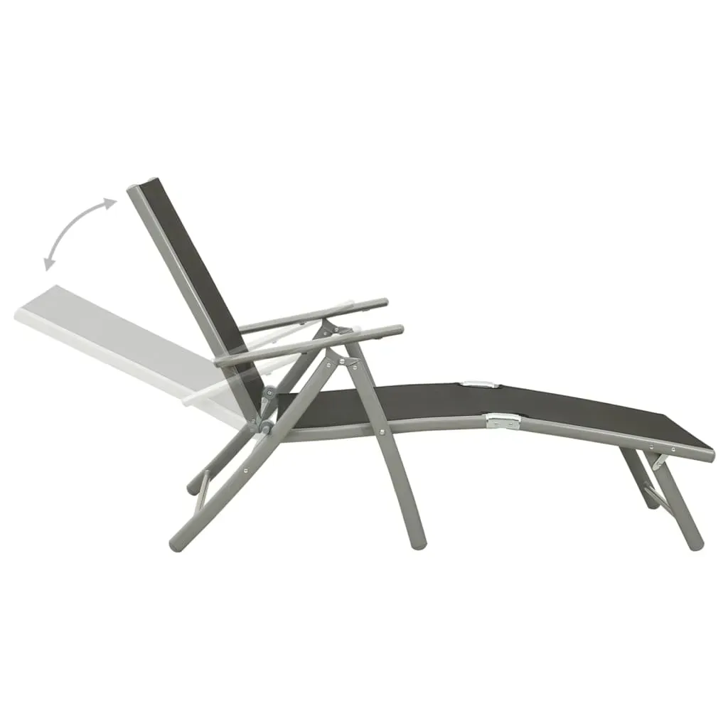 Folding Sun Lounger Textilene and Aluminium Black and Silver Price