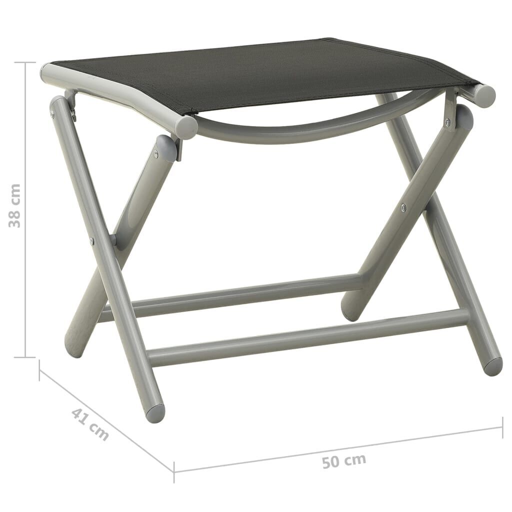 Folding Footrest Black and Silver Textilene and Aluminium Price