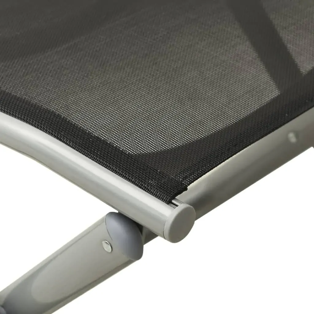 Folding Footrest Black and Silver Textilene and Aluminium Price