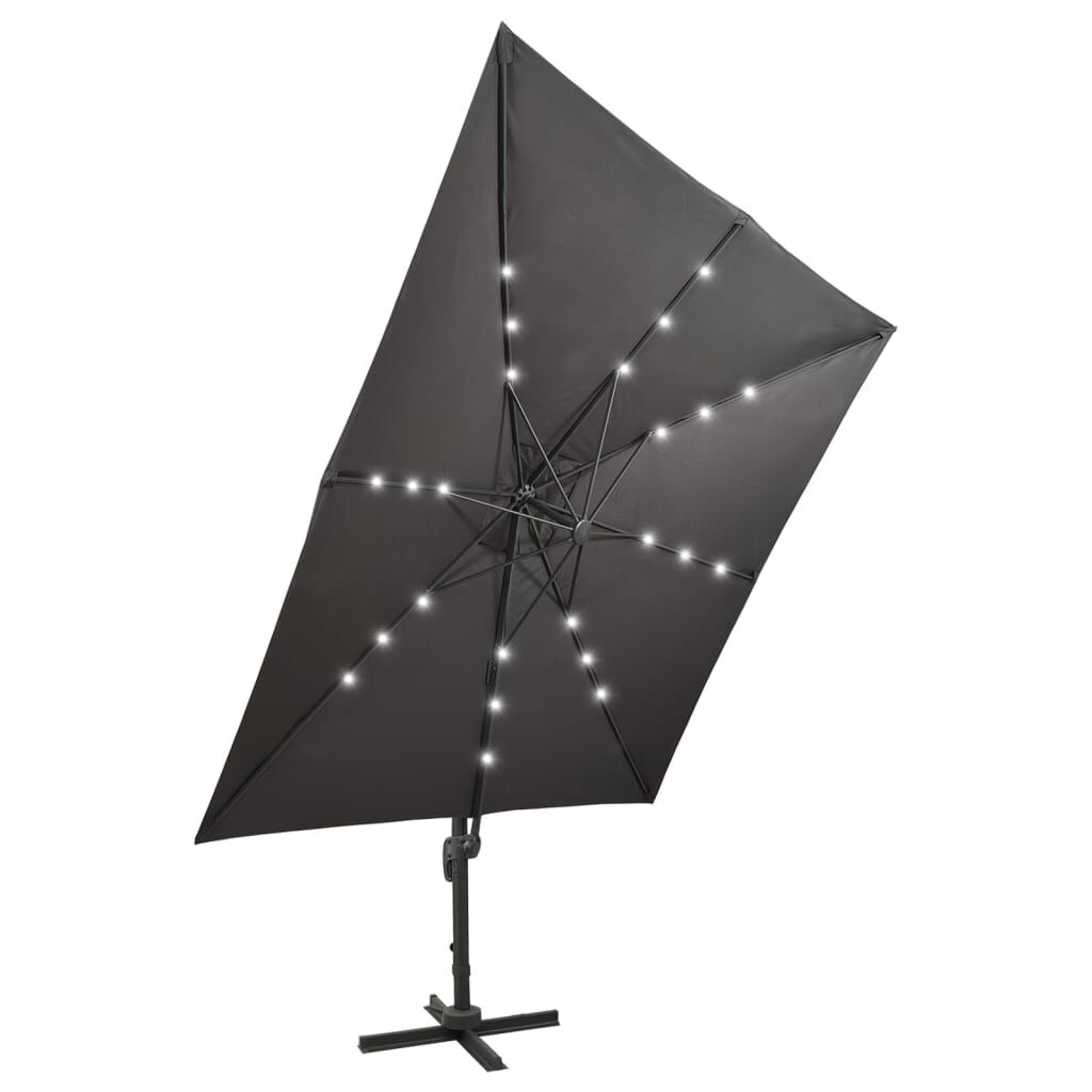 Cantilever Garden Parasol with Pole and LED Lights Anthracite 300 cm Price