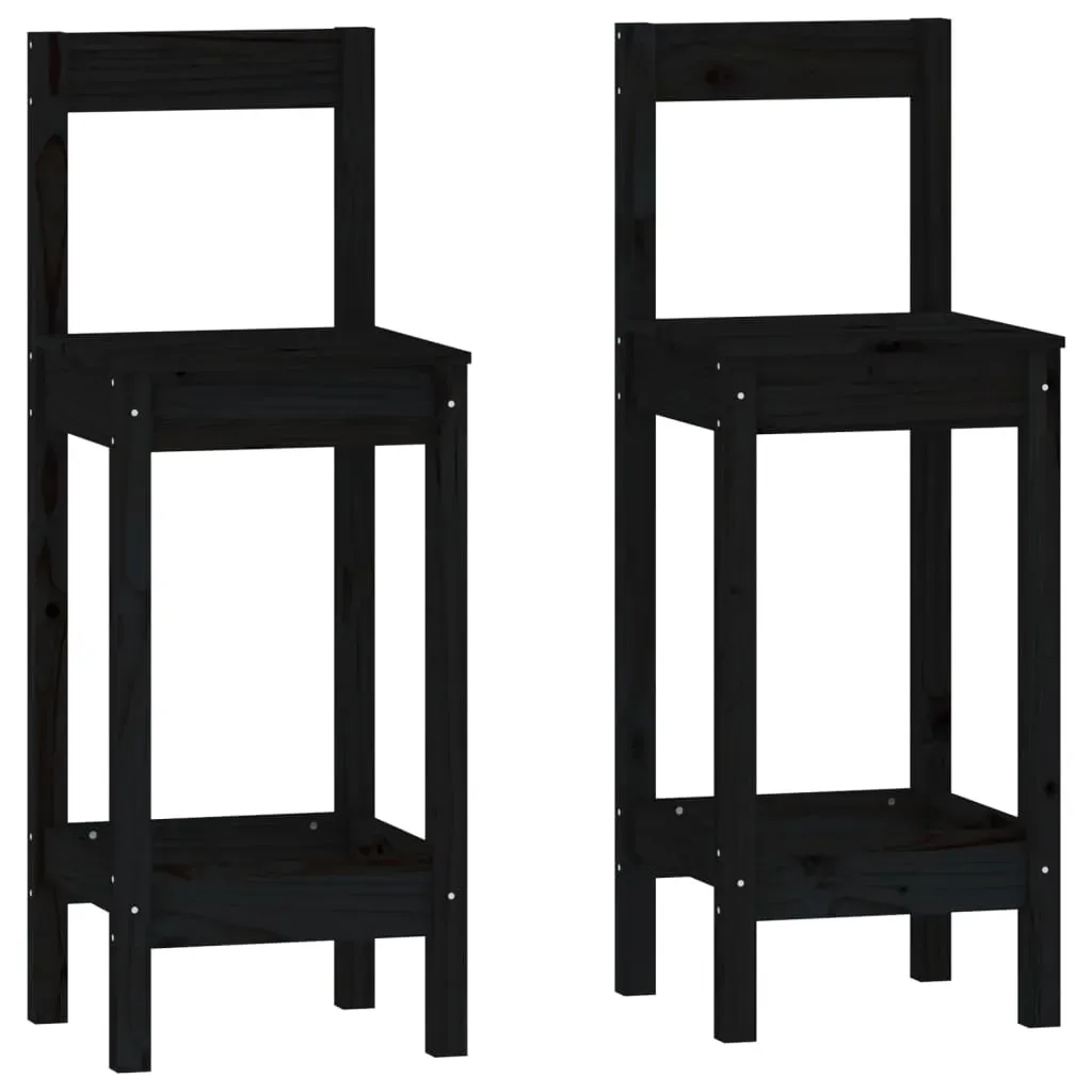 3 Piece Bar Set Black Solid Wood Pine Price