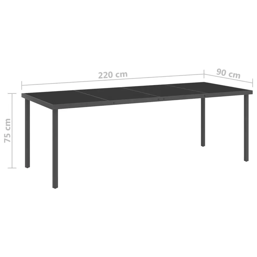 Outdoor Dining Table Anthracite 220x90x75 cm Steel and Glass Price