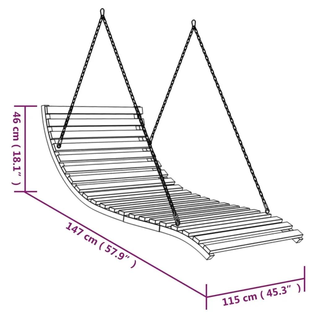 Swing Bed Solid Bent Wood with Teak Finish 115x147x46 cm Price