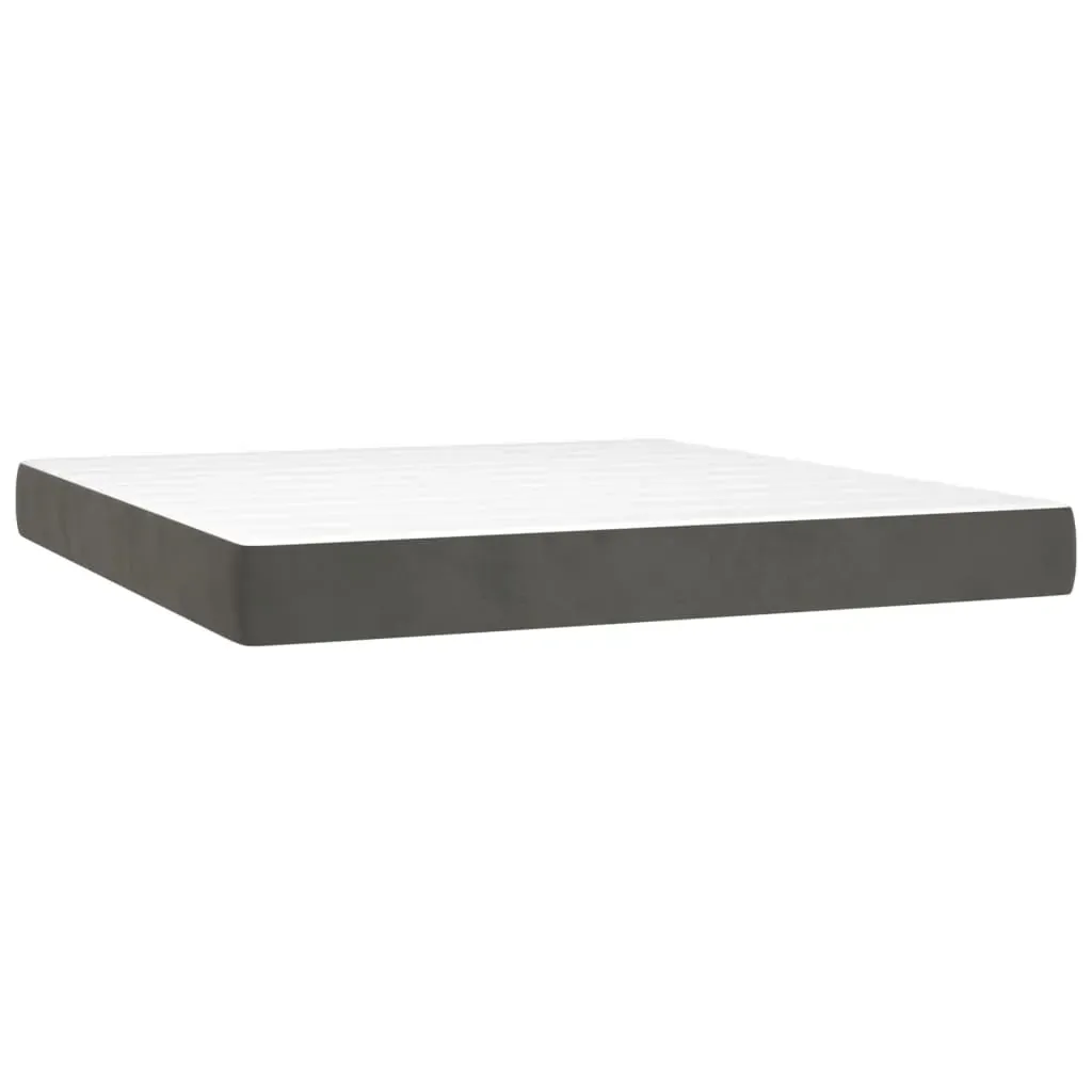 Box Spring Bed with Mattress Dark Grey 153x203 cm Queen Size Velvet Price