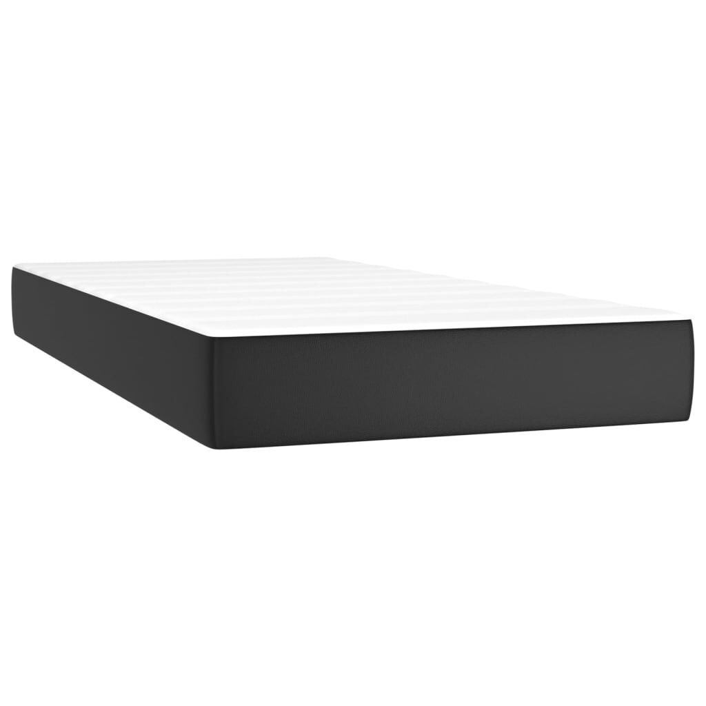 Box Spring Bed with Mattress&LED Black 106x203 cm King Single Size Faux Leather Price