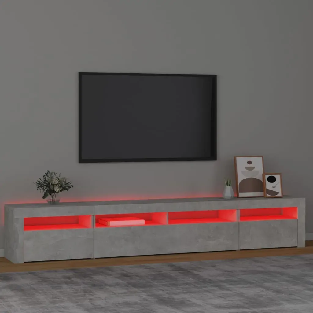 TV Cabinet with LED Lights Concrete Grey 240x35x40 cm Price
