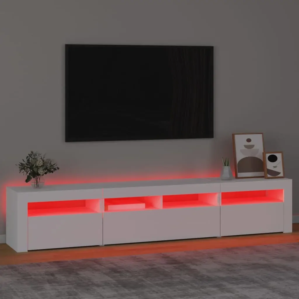 TV Cabinet with LED Lights White 210x35x40 cm Price