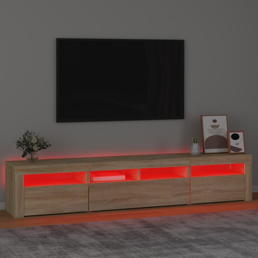 TV Cabinet with LED Lights Sonoma Oak 210x35x40 cm Price