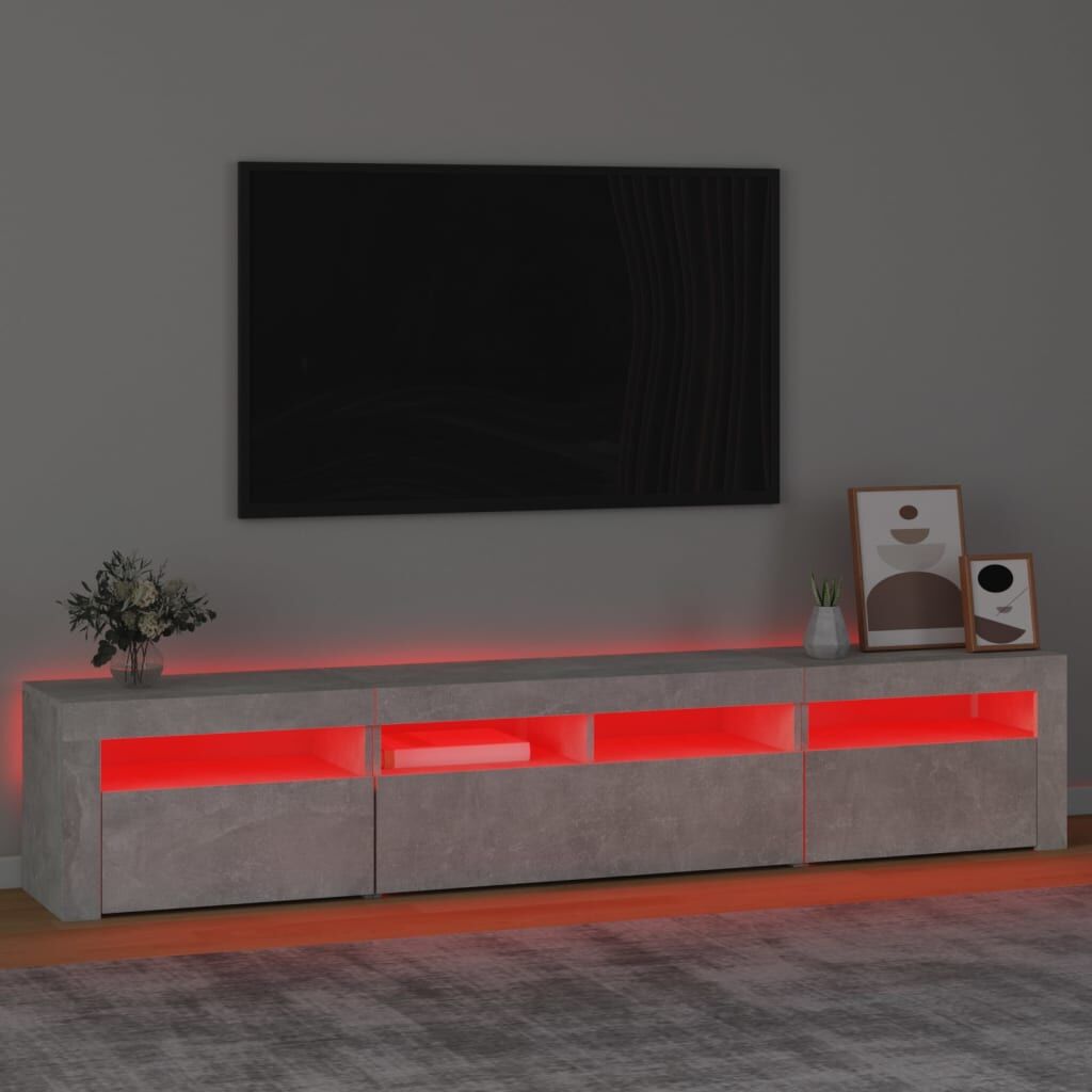 TV Cabinet with LED Lights Concrete Grey 210x35x40 cm Price