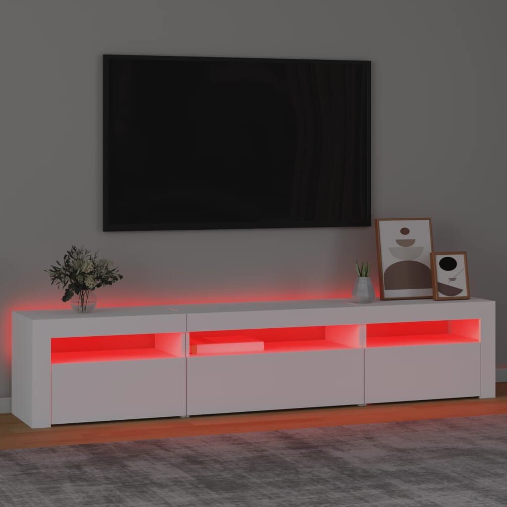 TV Cabinet with LED Lights White 195x35x40 cm Price