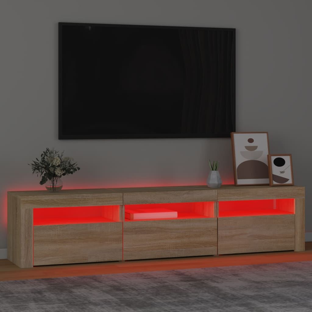 TV Cabinet with LED Lights Sonoma Oak 180x35x40 cm Price